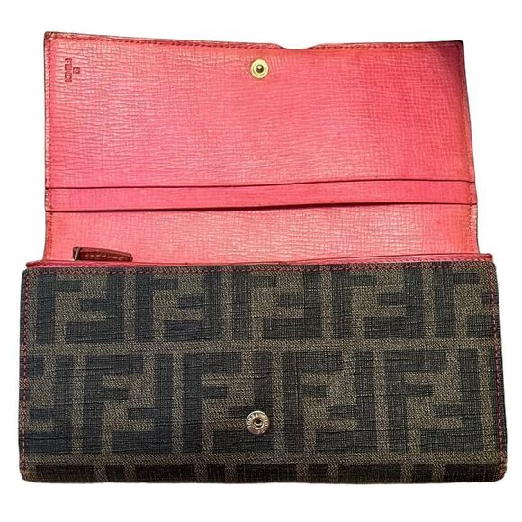 Fendi Zucca Long Brown Trifold Wallet - Picture 5 of 11